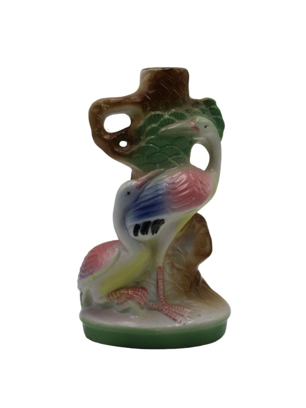 Vintage Heron Birds 1 Hole Bud Vase Porcelain Czechoslovakia Pottery